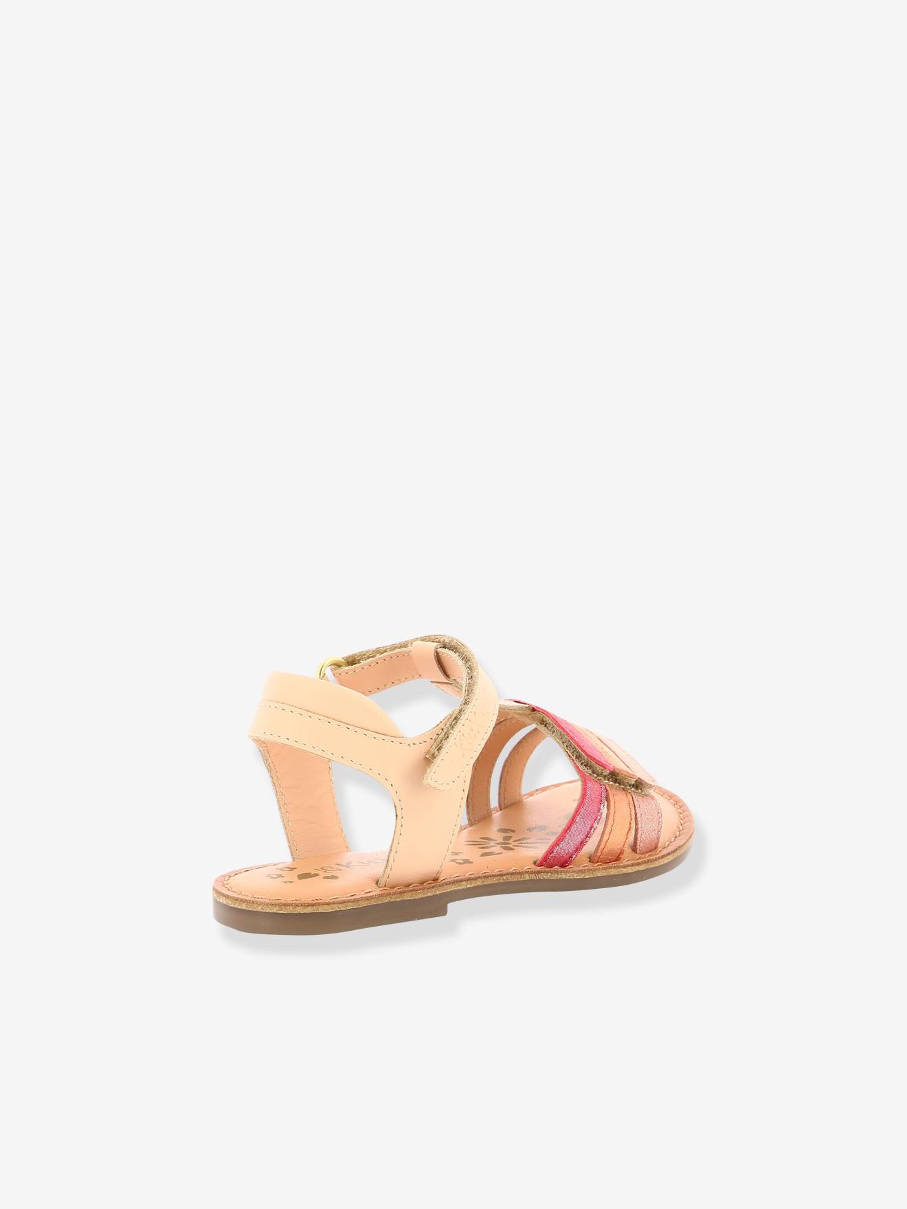 Sandales cuir fille Diamanto Diva KICKERS® rose corail metallise