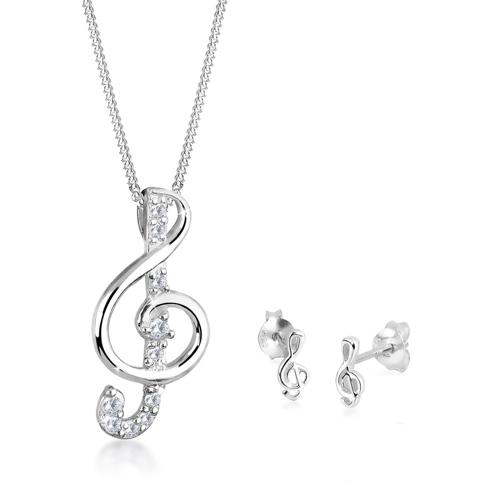 Elli Elli Ensemble de Bijoux Femme Pendentif Clé Classiqu avec Cristaux de Zircone Cub Bijoux