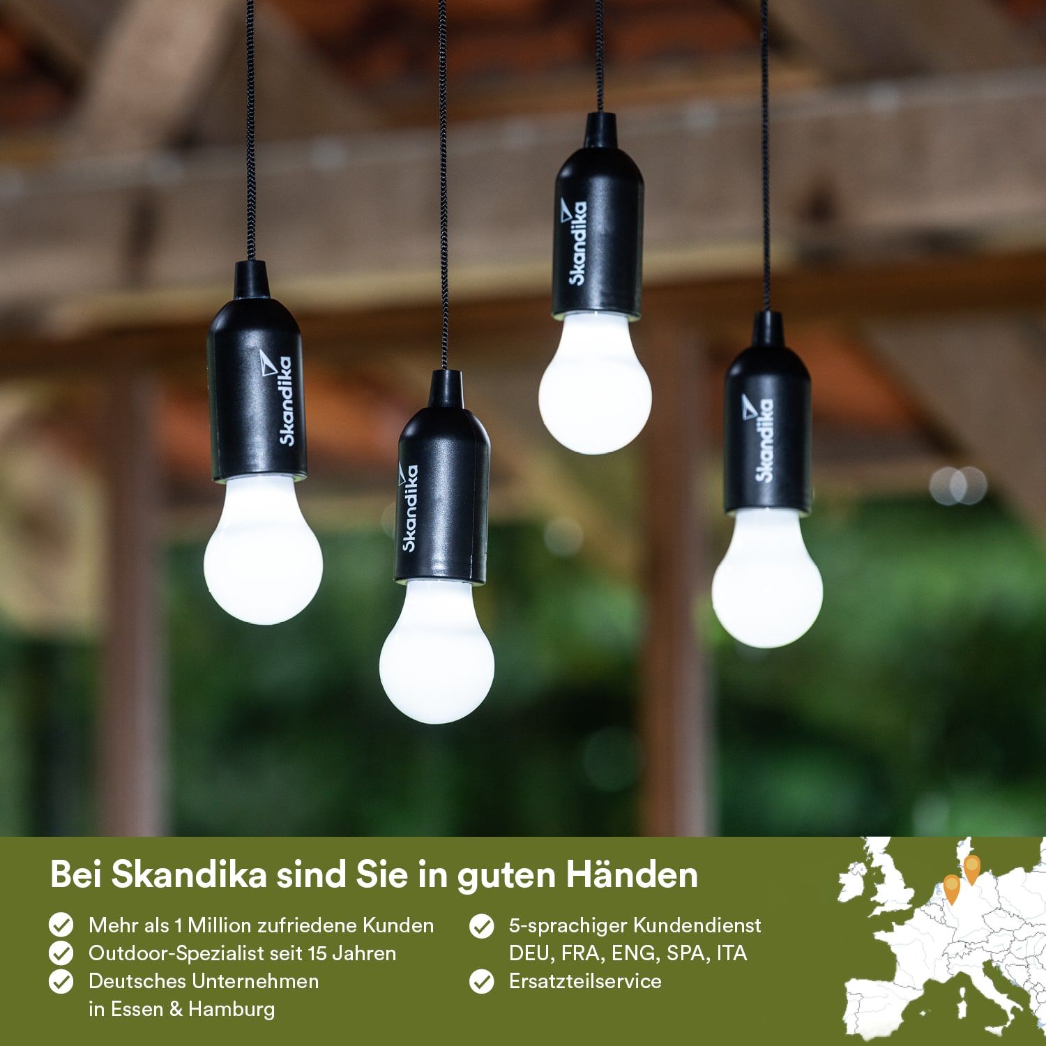 Skandika Narvik 4er-Set LED-Campinglampe