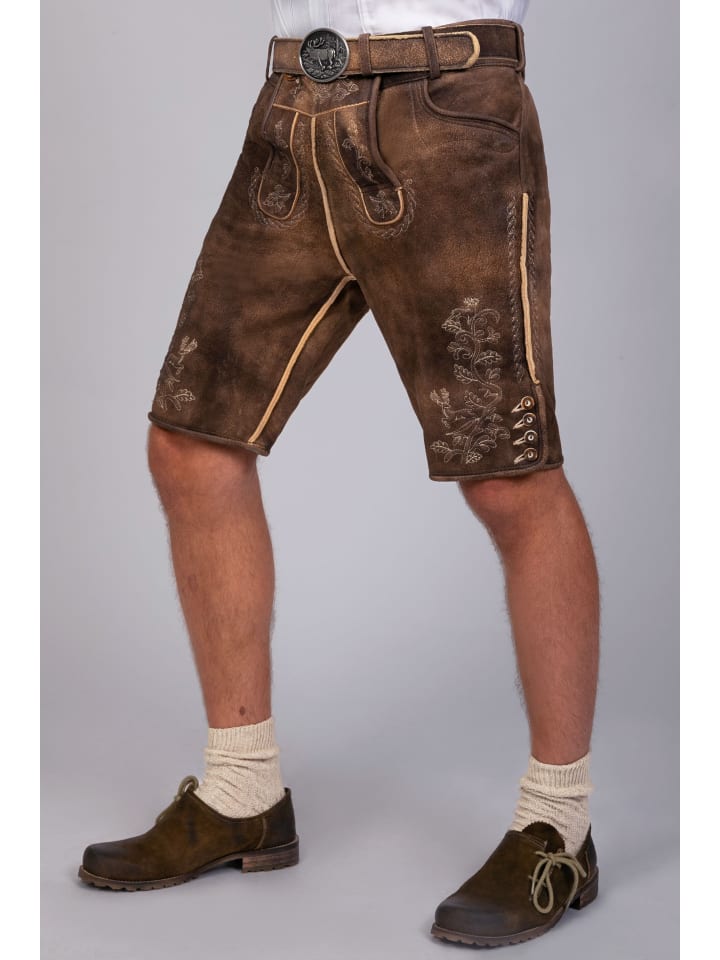 Edelnice Kurze Hirschlederhose Franz sämisch in dunkelbraun günstig kaufen
