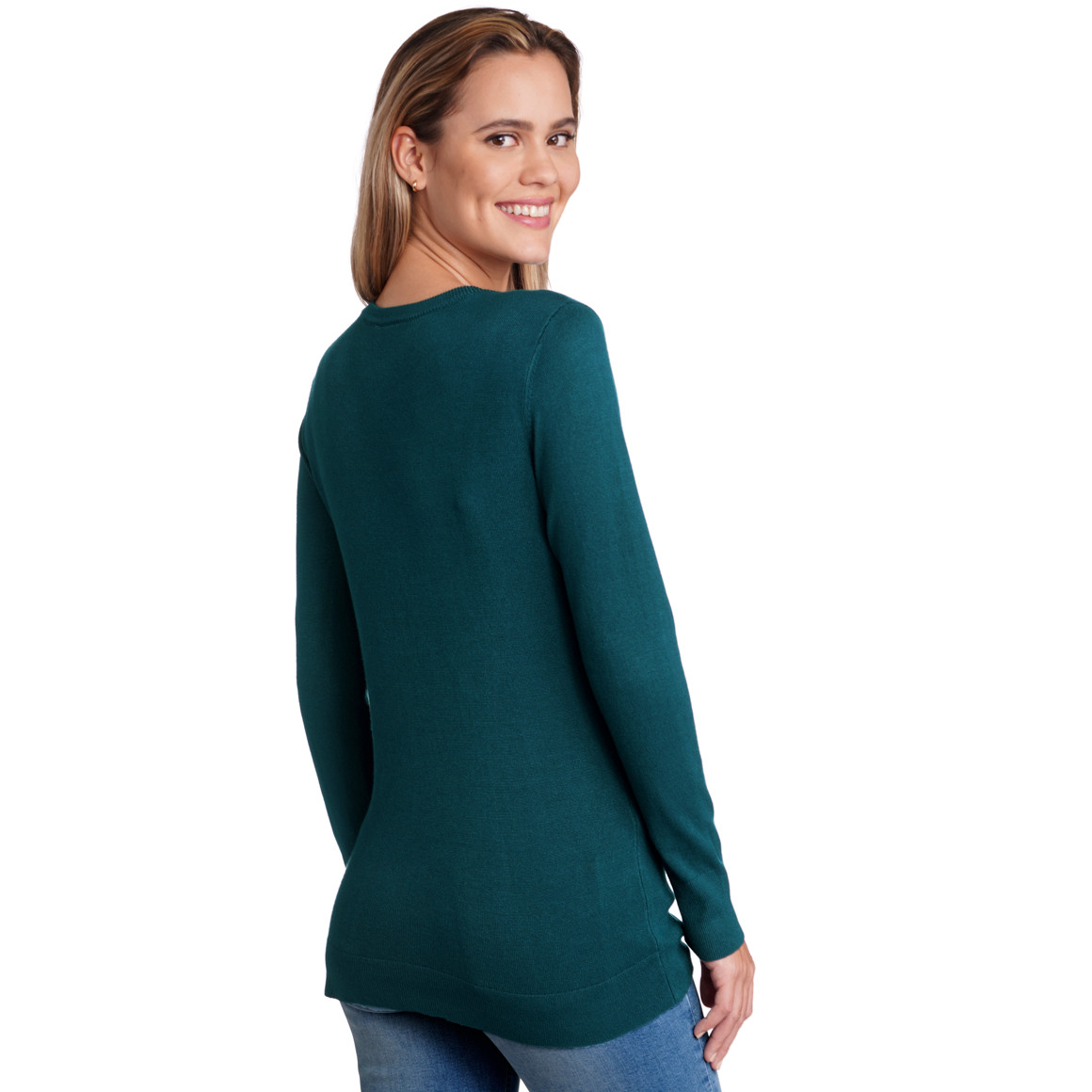 Damen Feinstrickpullover mit V-Ausschnitt