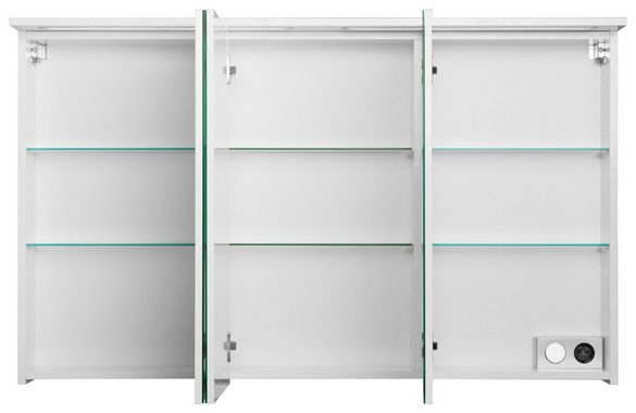 Schildmeyer Spiegelschrank Profil 16 Breite 120 cm, 3-türig, 2x LED-Beleuchtung, Schalter-/Steckdosenbox