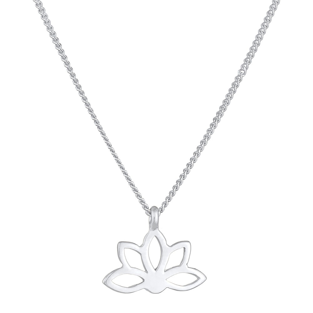 Elli Elli Collier Femmes Pendentif Fleur de Lotus Spirituel en Argent Sterling 925 Bijoux