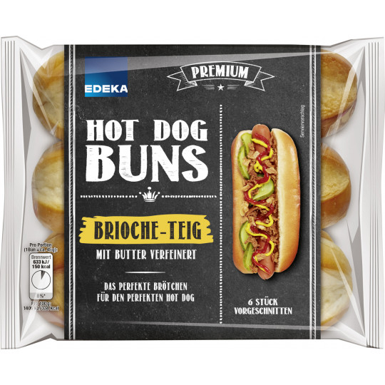 EDEKA Brioche Hot Dog Buns 6ST 270G