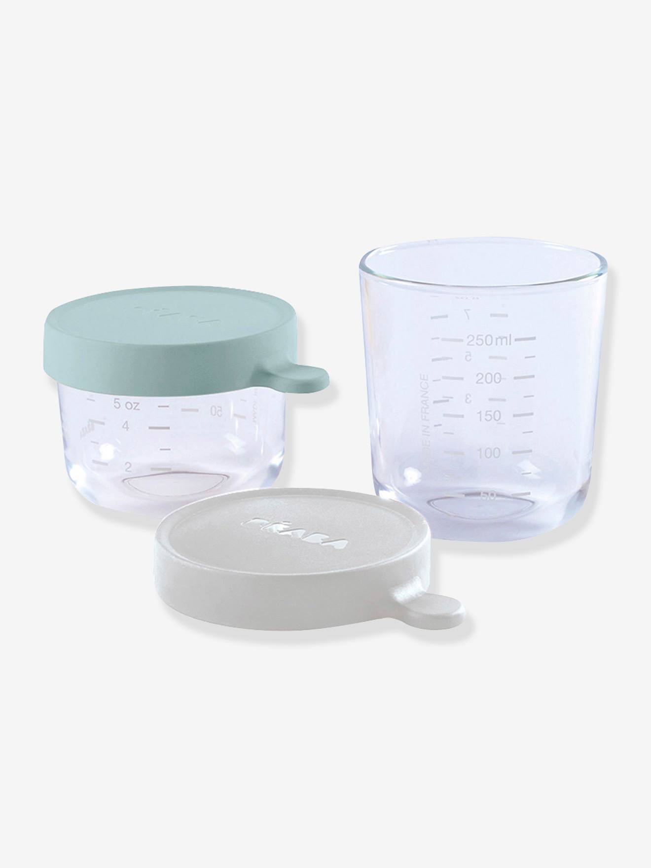 Coffret de 2 pots de conservation en verre BEABA airy green/ light mist