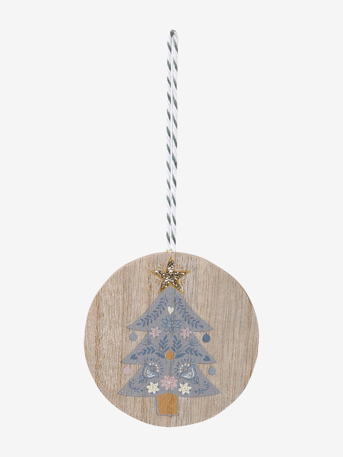 Vertbaudet 6er-Set Weihnachtsanhänger SKANDINAVISCHE WEIHNACHTEN, Holzscheiben - natur