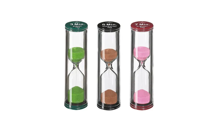 KÜCHENPROFI Sanduhr Teatime 3er Set grün/braun/pink