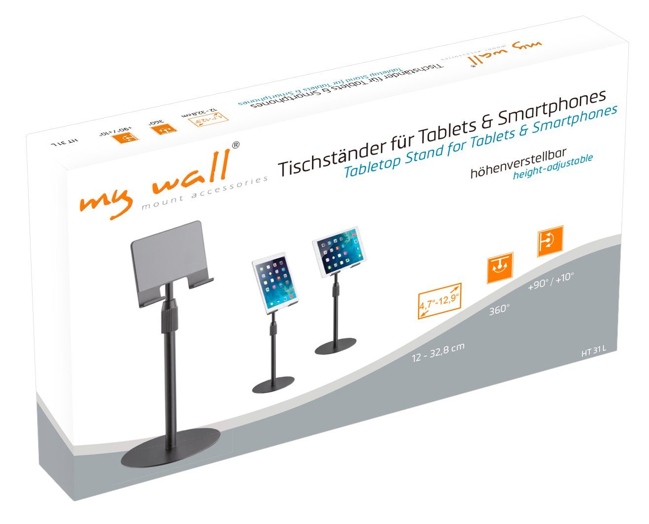 my wall HT31L Tablet-Halterung, (Packung, 1-Teilig, Höhenverstellbarer Tischständer für Tablets und Smartphones)