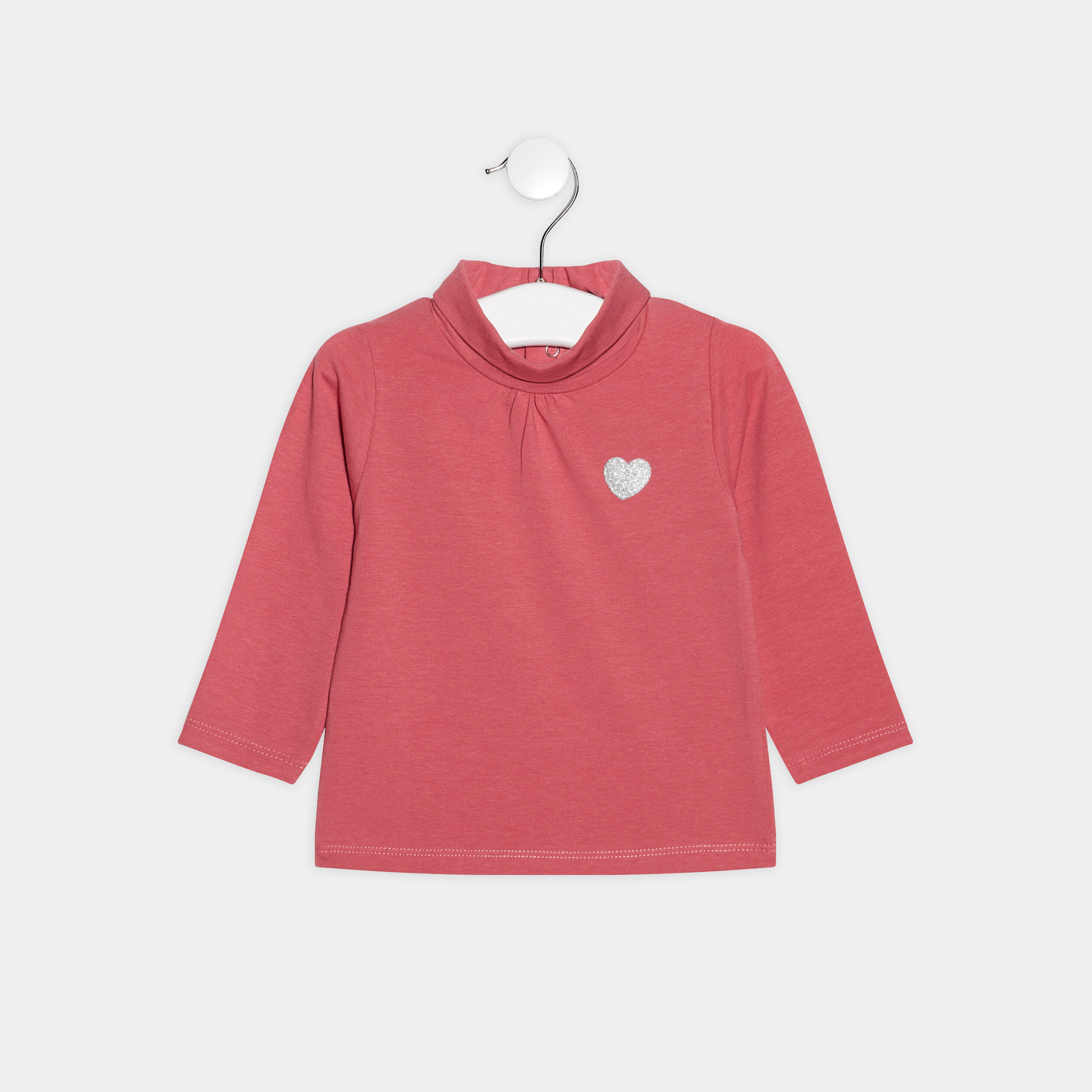 T-shirt avec col roulé rose framboise bébé fille | La Halle