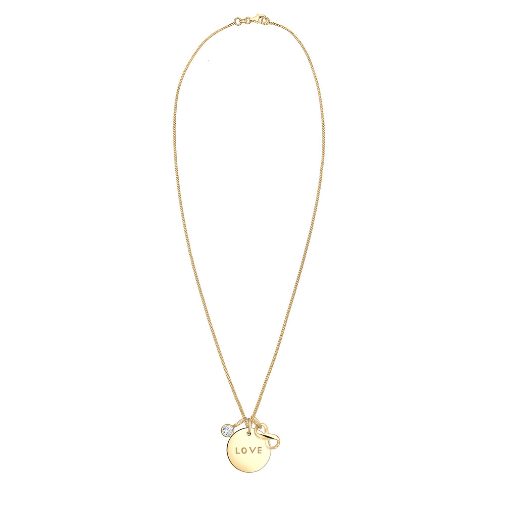 Elli Elli Collier Femme Pendentif Symbole Infinité Gravure Love  Cristal - (925/1000)  collier