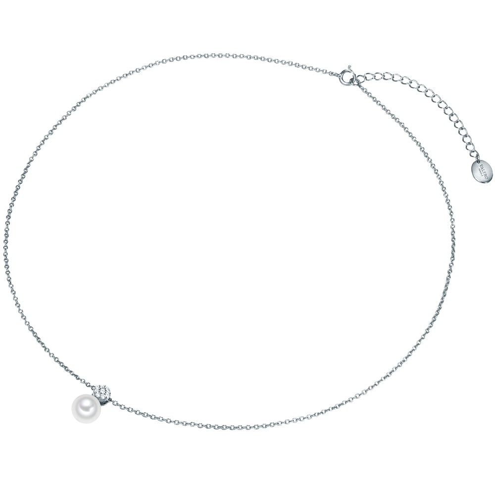 Valero Pearls Chaîne Argent sterling Oxyde de zirconium (CZ) Perle de culture d'eau douce en Ar collier