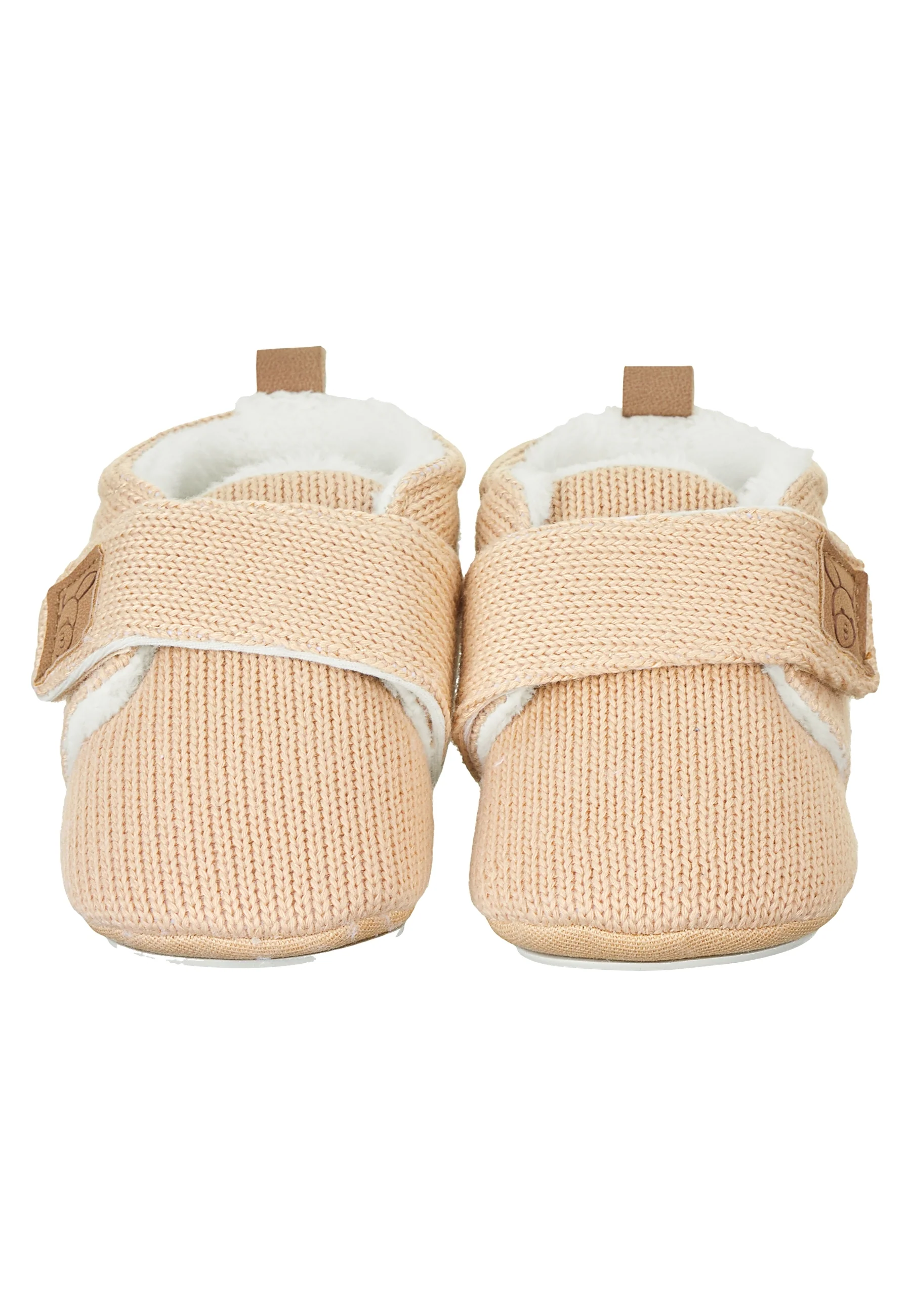 Babykrabbelschuhe aus Strick mit Klettverschluss