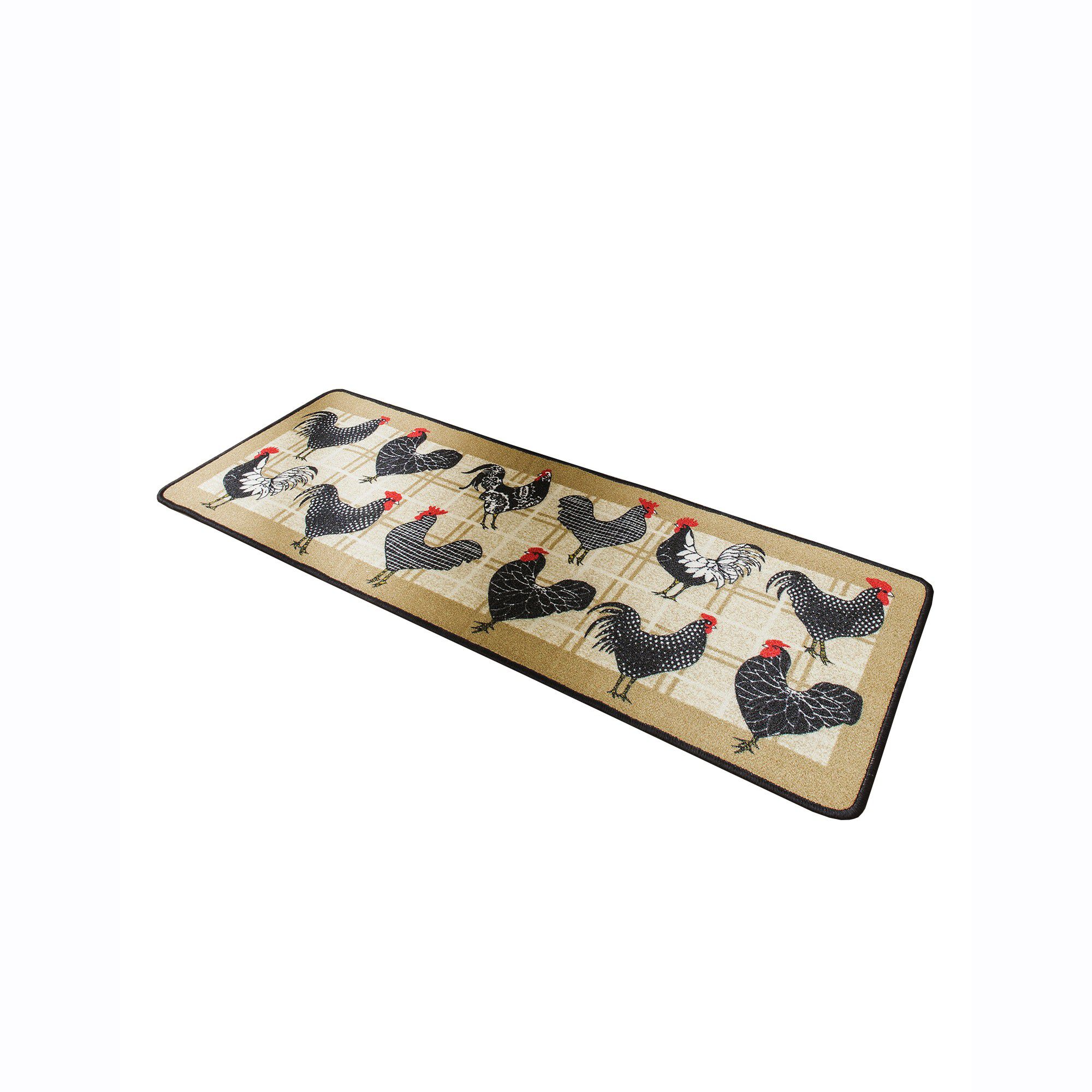 Tapis cuisine motif coqs