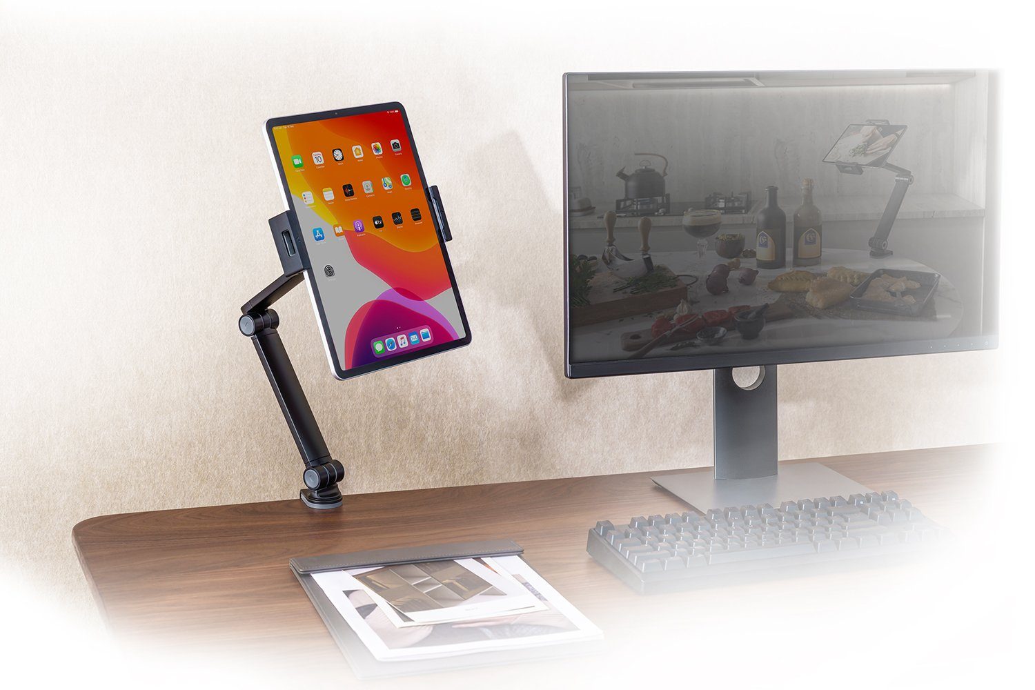 my wall HT33L Tablet-Halterung, (Packung, 1-Teilig, Vollbeweglicher Tischhalter für Tablets & Smartphones)