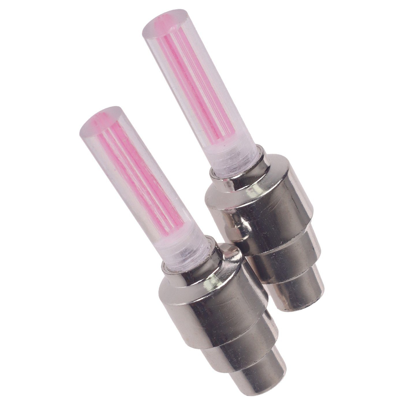 BENSON Fahrradbeleuchtung Fahrradlampe Ventillampe paarweise inkl. batterien Pink Wasserfest