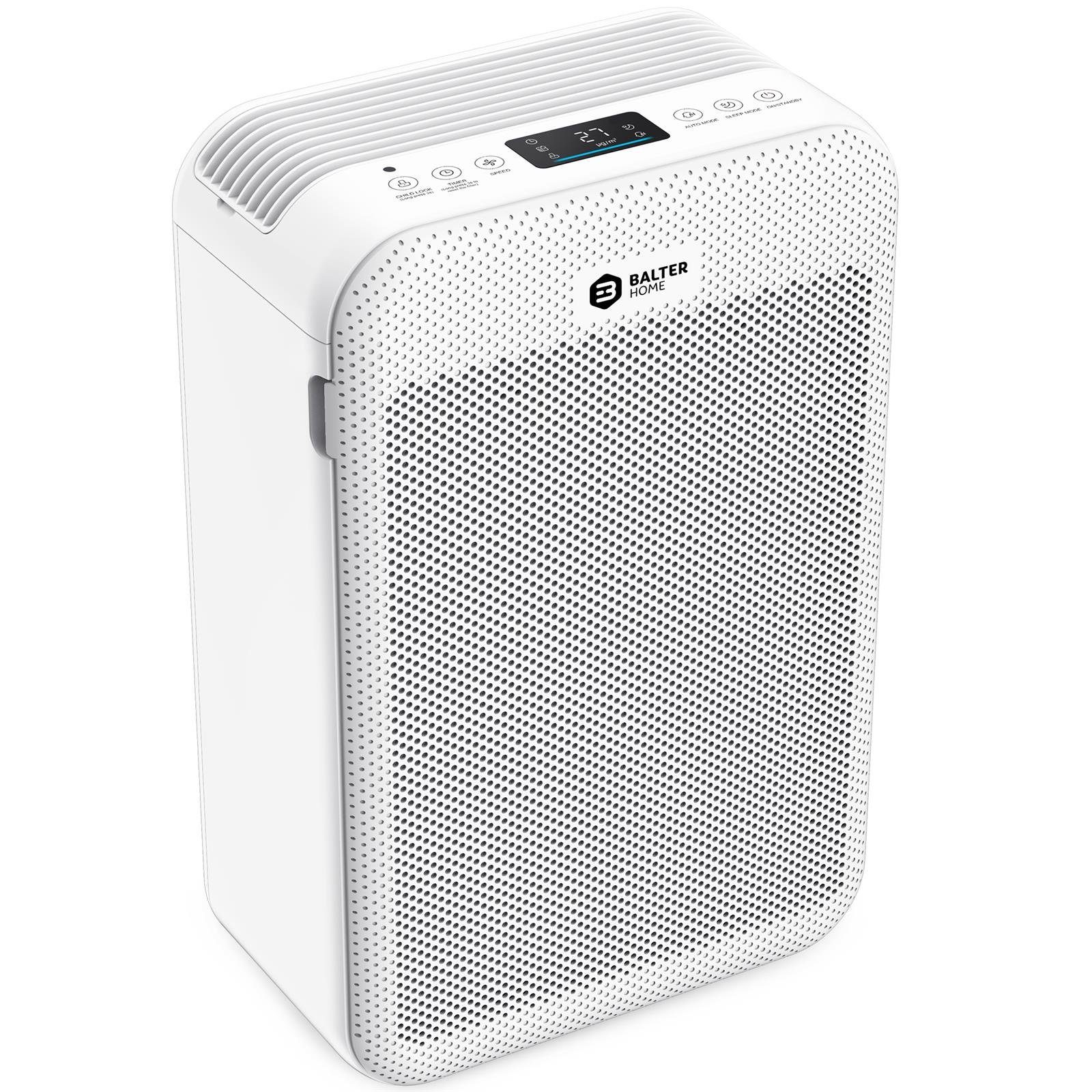 Balter Luftreiniger LR-02, 5 Fach Filter mit HEPA H13, 99,97%, 360m³/h,LCD, Luftqualitätssensor