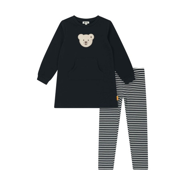Set Leggings + T-Shirt langarm, dunkelblau für Mädchen
