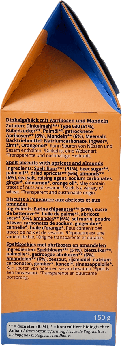 Kekse, Dinkel Mandel-Aprikose, 150 g