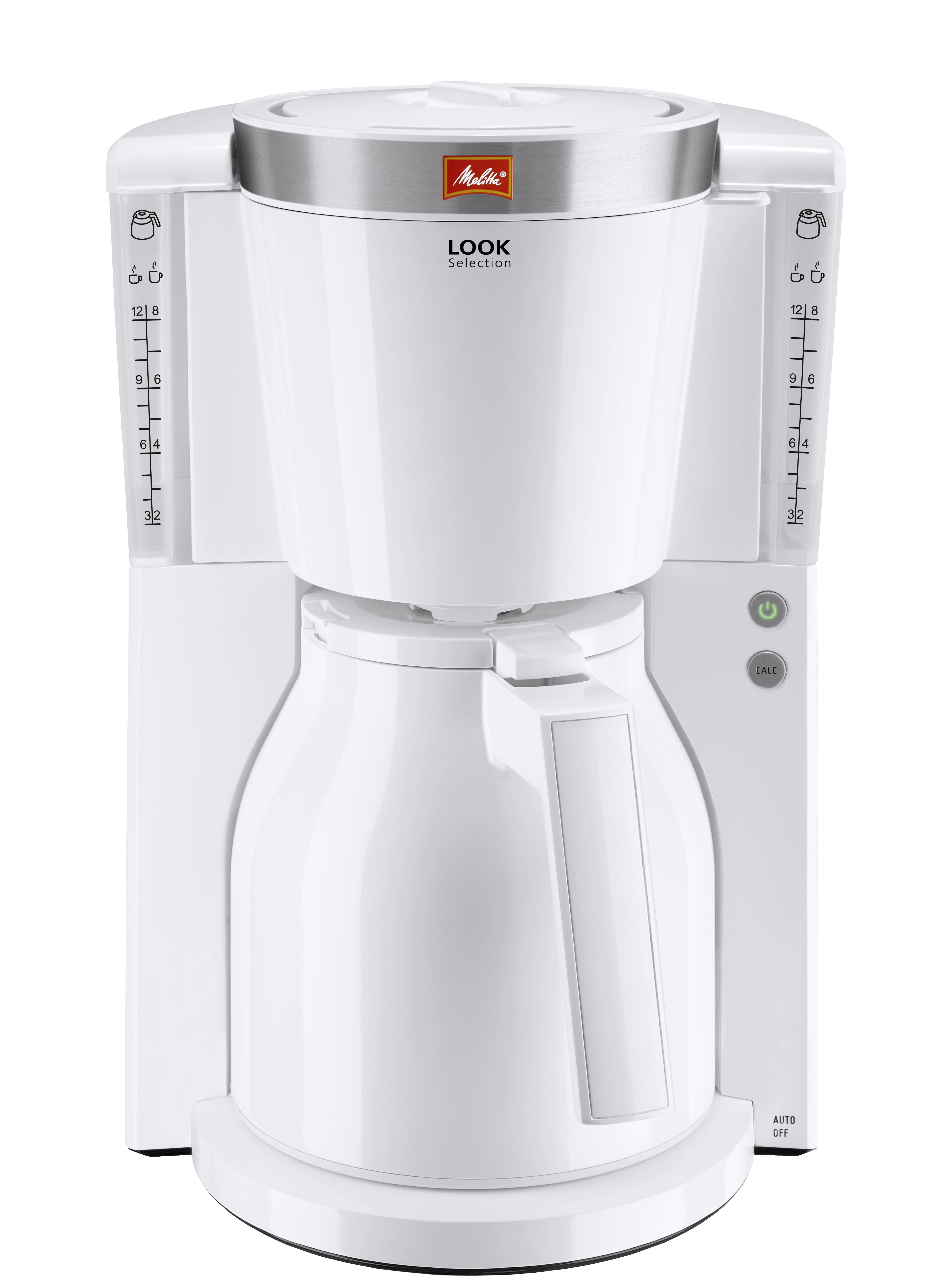 Melitta Filterkaffeemaschine Look Therm Selection 1011-12 weiß 8 Tassen Thermo, 1x4, mit Thermokanne