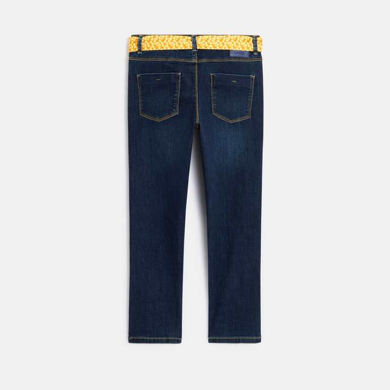 Jean slim ceinturé bleu fille