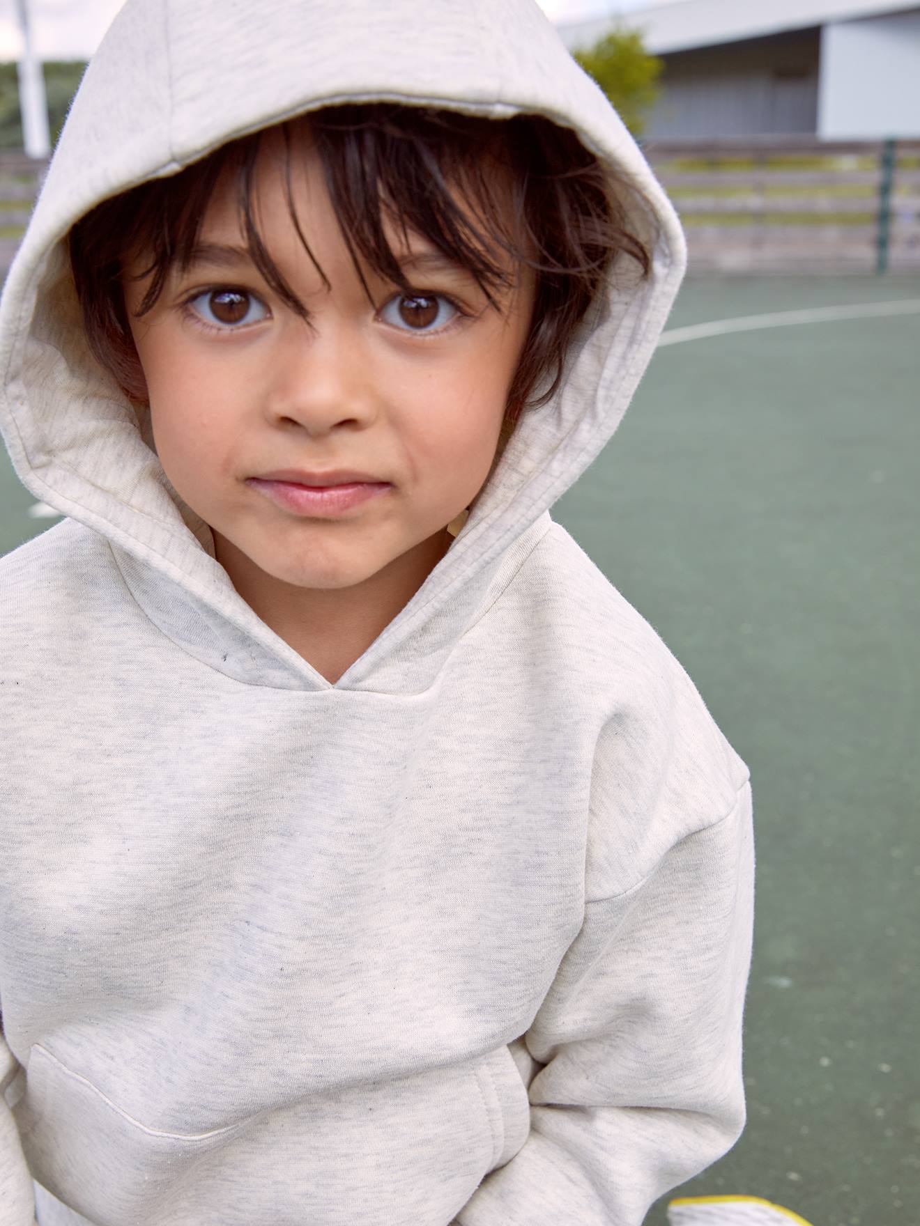 Ensemble sport sweat à capuche + jogging garçon beige clair