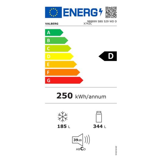 Amerykańska lodówka VALBERG SBS 529 WD D X74