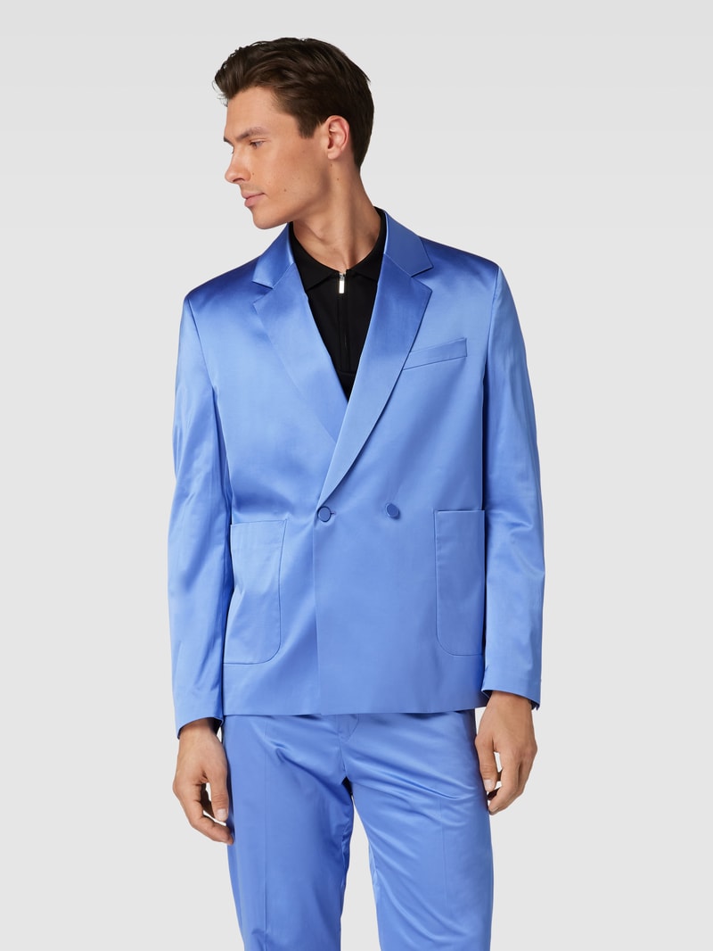 Sakko mit aufgesetzten Eingrifftaschen in metallic blau