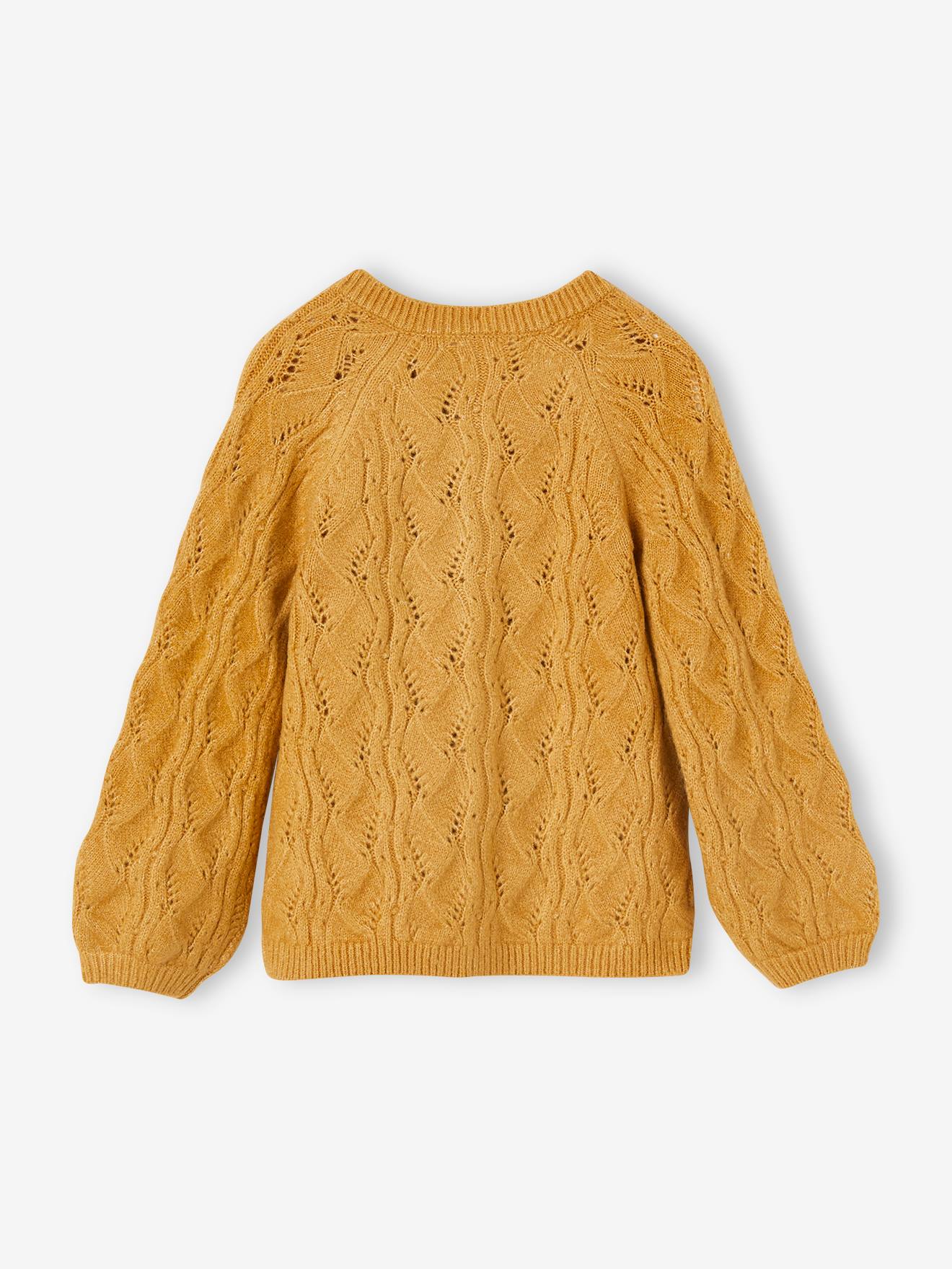 Vertbaudet Mädchen Cardigan mit Ajourmuster - senfgelb