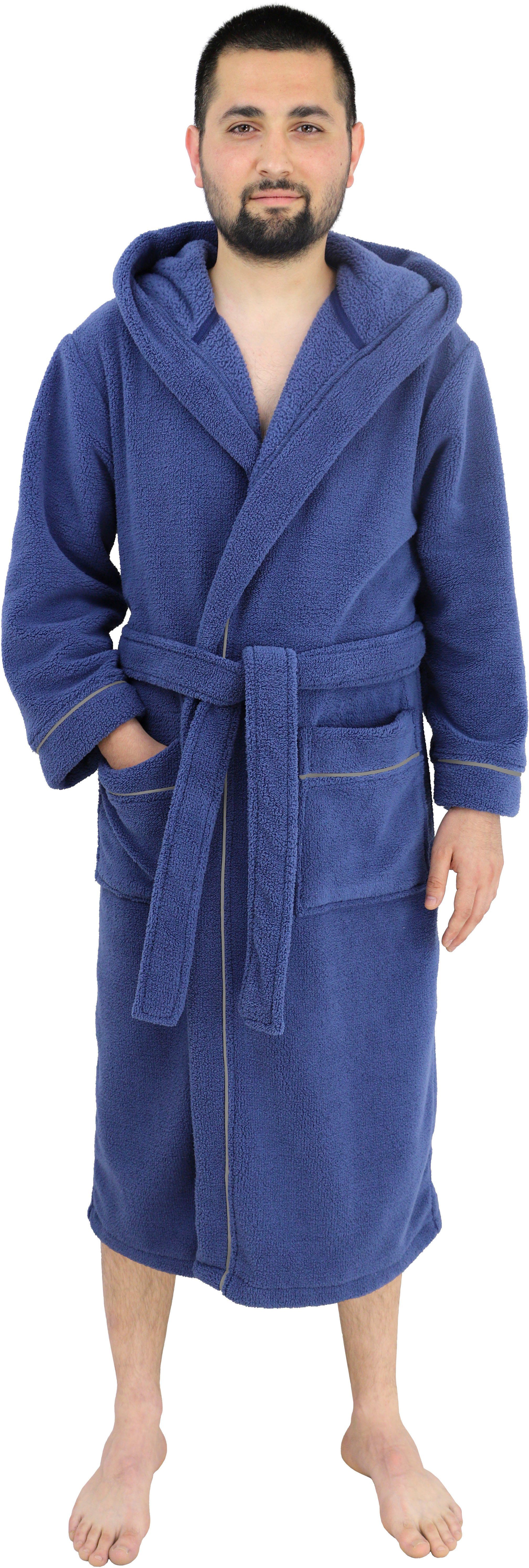 my home Unisex-Bademantel Lillou, Langform, Microfaser, Kapuze, Gürtel, weiche und kuschelige Qualität, für Damen und Herren, XS-3XL