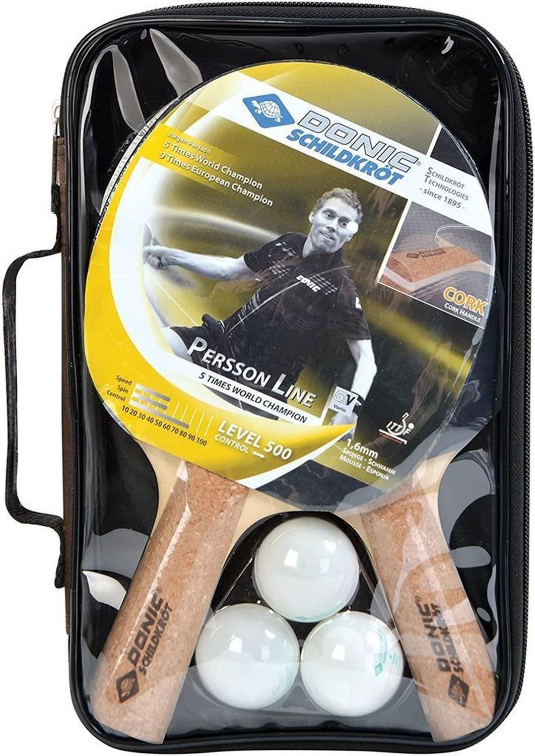 Donic-Schildkröt Tischtennisschläger - Tischtennis-Set Persson 500, Tischtennis Schläger Set Tischtennisset Table Tennis Bat Racket