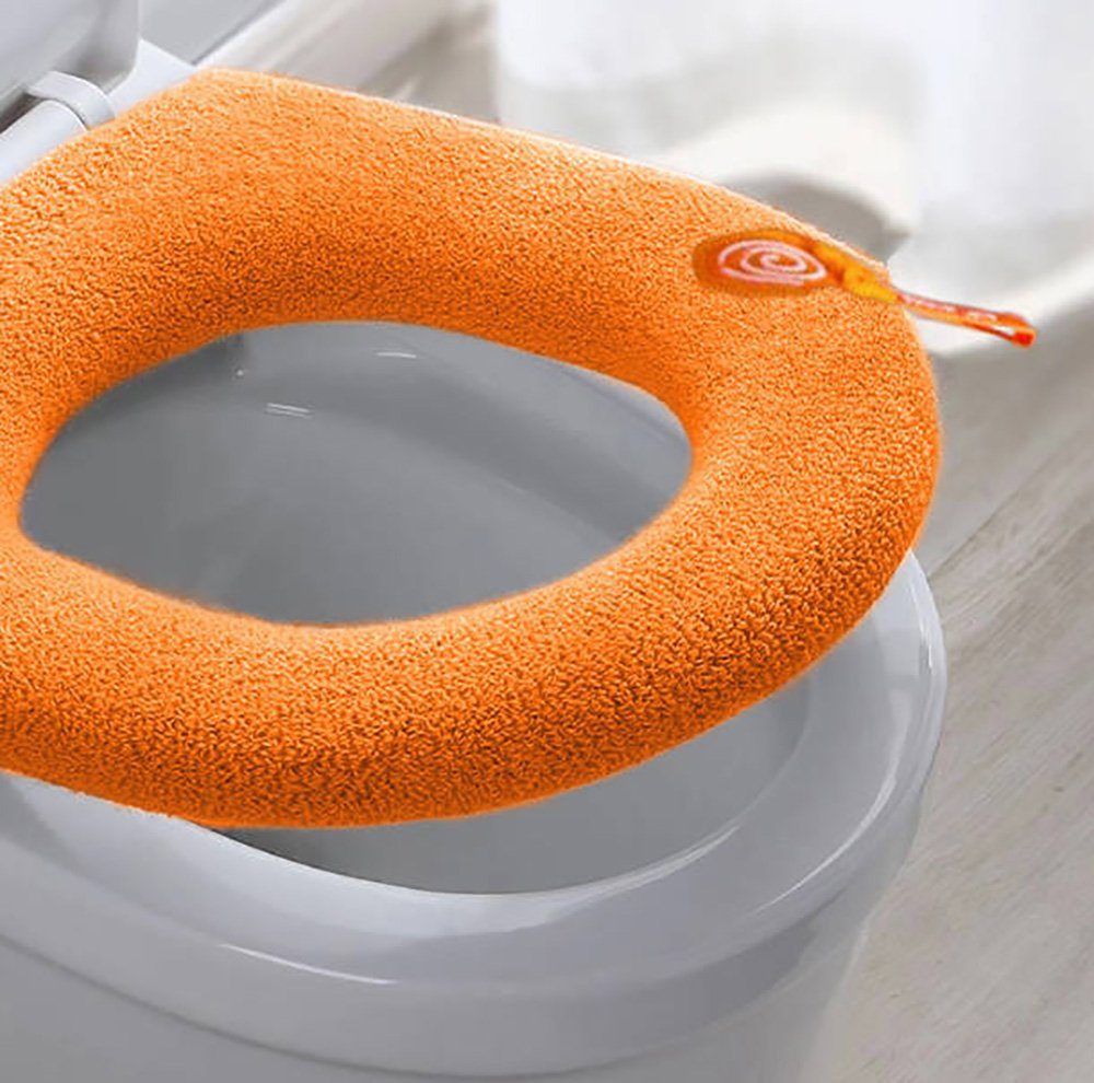 WC-Deckelbezug Weicher Toilettendeckel-Heber, Toilettensitz-Wärmer Deliana.home, Höhe 20 mm, Wärmendes Material, Waschbar, Leicht abnehmbar, Polyester-Faser, 1, Dicker Winter-Toilettendeckel, waschbar und dehnbar