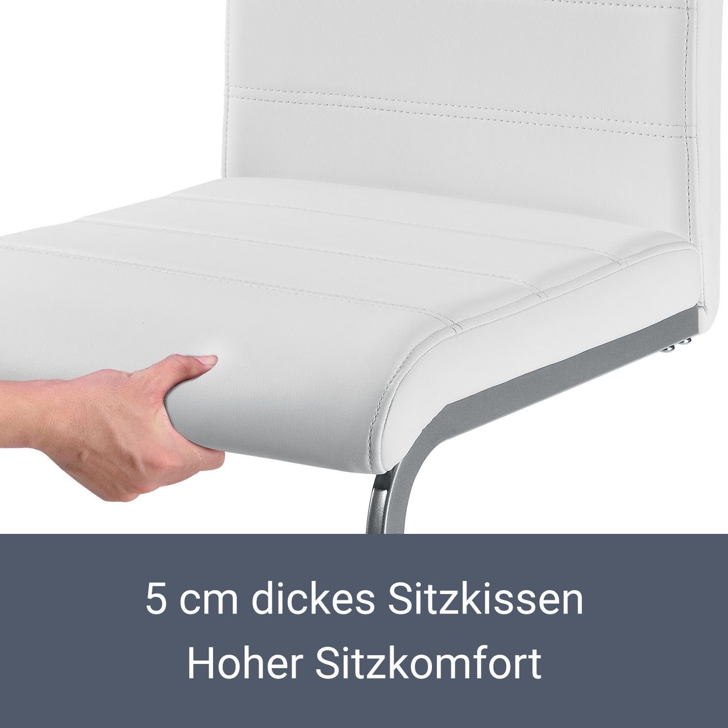Juskys Freischwinger Vegas, hohe Rückenlehne, pflegeleicht, weiche Polsterung, inkl. Stuhlgleiter