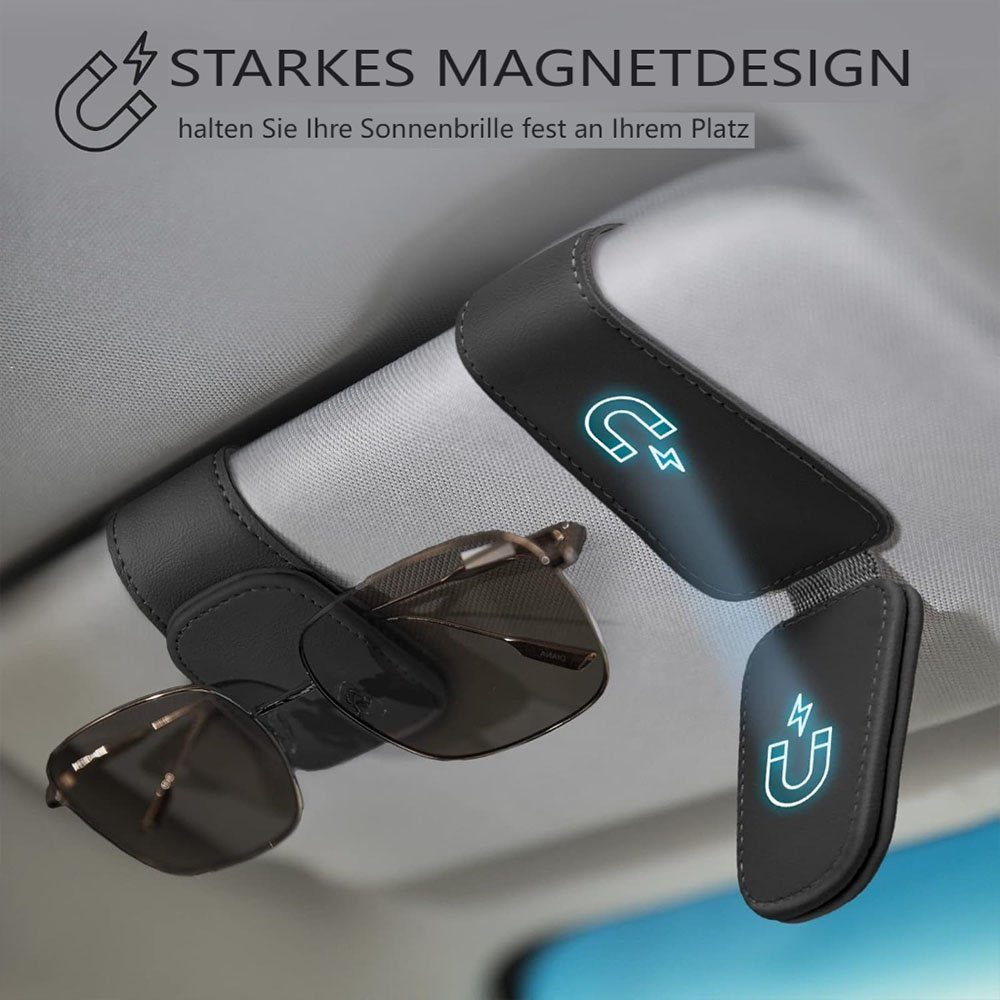 KOMIRO Brillenetui Brillenhalter für Auto 2 STK Magnet Sonnenbrillenhalter
