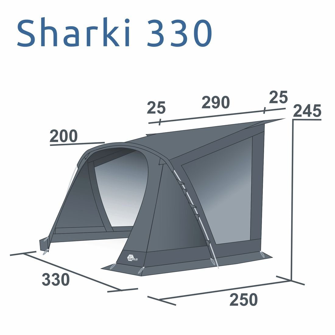 yourGEAR Vorzelt your GEAR Sharki 330 - Wohnwagen Sonnendach Vorzelt Alugestänge, Personen: 0