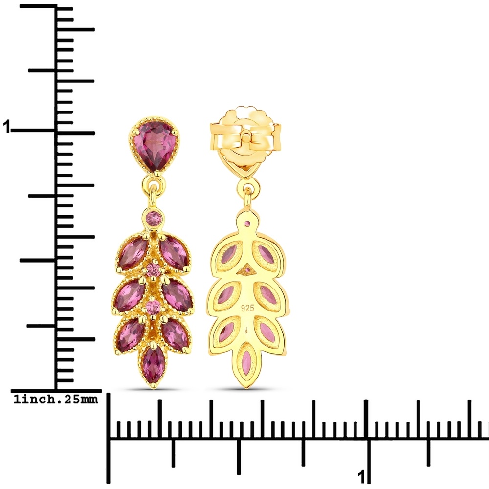 Rafaela Donata Boucles doreilles Argent sterling Rhodolite en Or jaune Bijoux