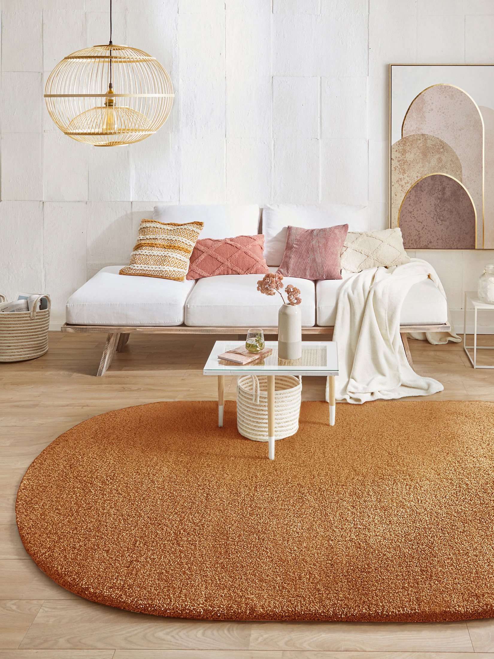Lounge Hochflor-Teppich, Cognac