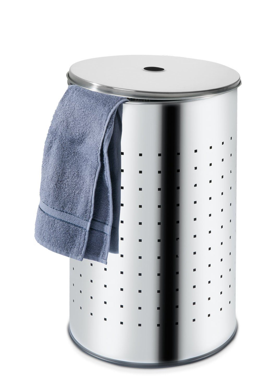 Home4You Wäschetonne Wäschesammler, 54 Liter Fassungsvermögen, Edelstahl, Höhe 57 cm, mit Deckel und Belüftungslöchern