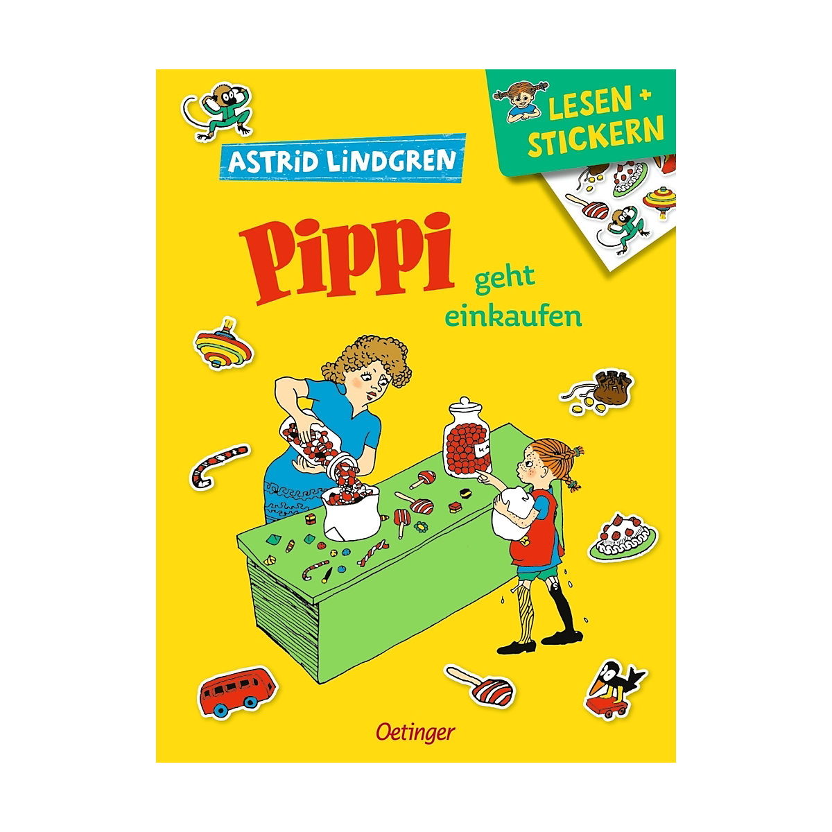 Lesen + Stickern. Pippi geht einkaufen