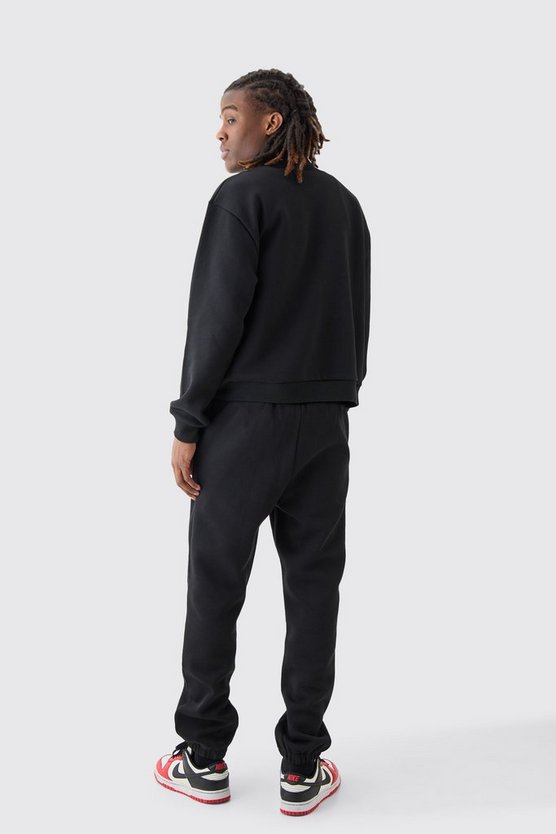 Kastiger Oversize Sweatshirt-Trainingsanzug mit 1/4 Reißverschluss