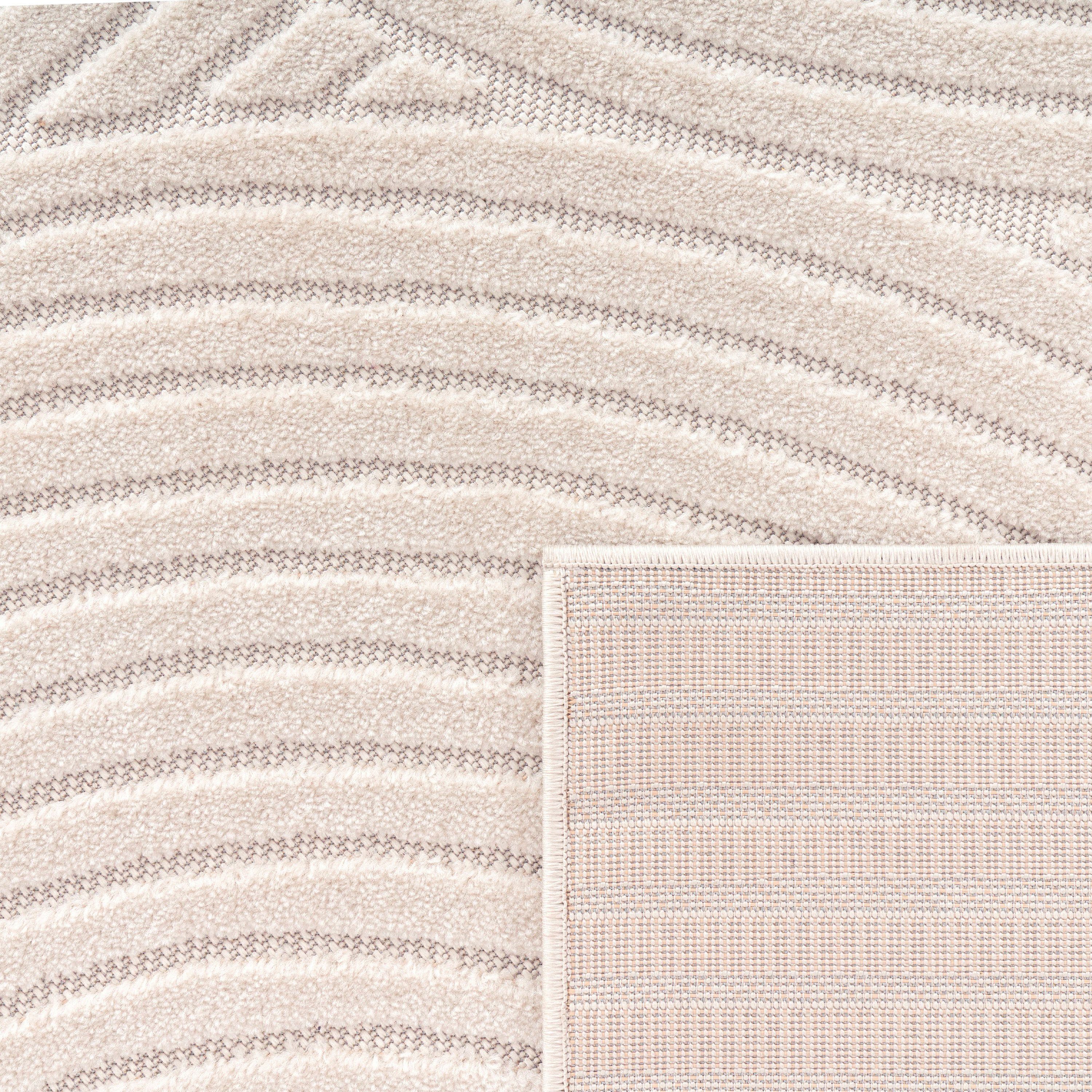 Teppich Cotton 233, Paco Home, rechteckig, Höhe: 10 mm, Kurzflor, Uni Farben, Hoch-Tief-Effekt, Scandi-Look, Outdoor geeignet