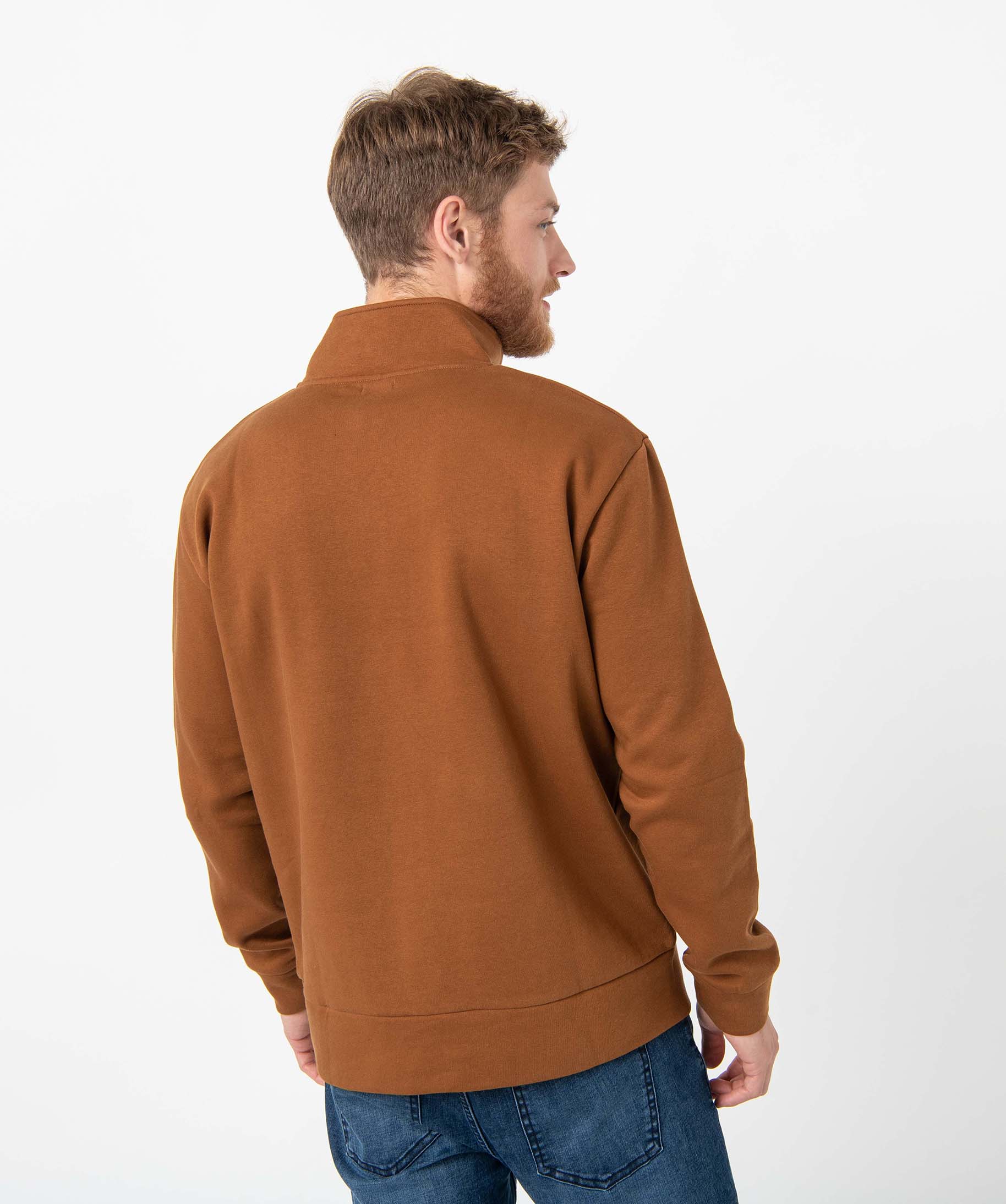 Sweat homme à col camionneur zippé marron | GEMO