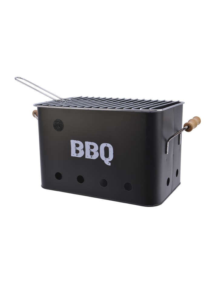 GAUMENKICK Mini Box Grill Holzkohlegrill Metall H: 21cm in schwarz günstig kaufen onesize