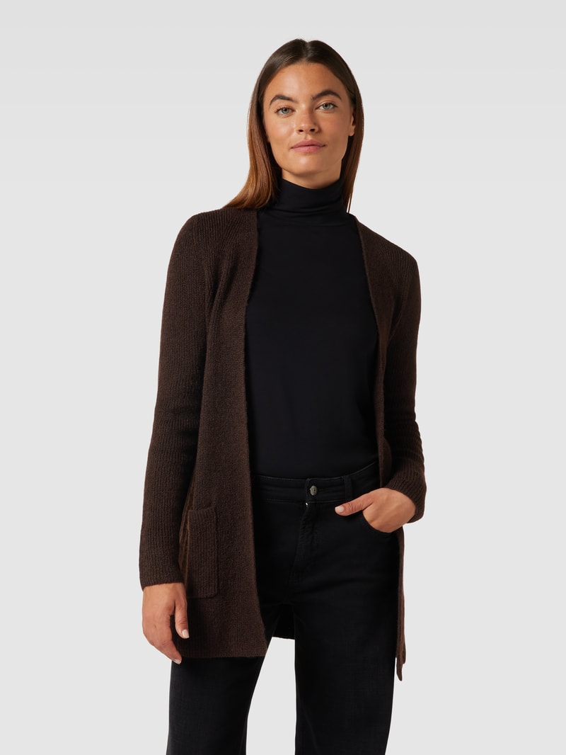 Cardigan mit Eingrifftaschen in dunkelbraun