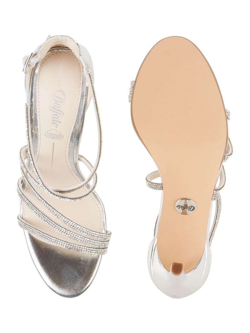 Sandalette in Metallic-Optik in silber