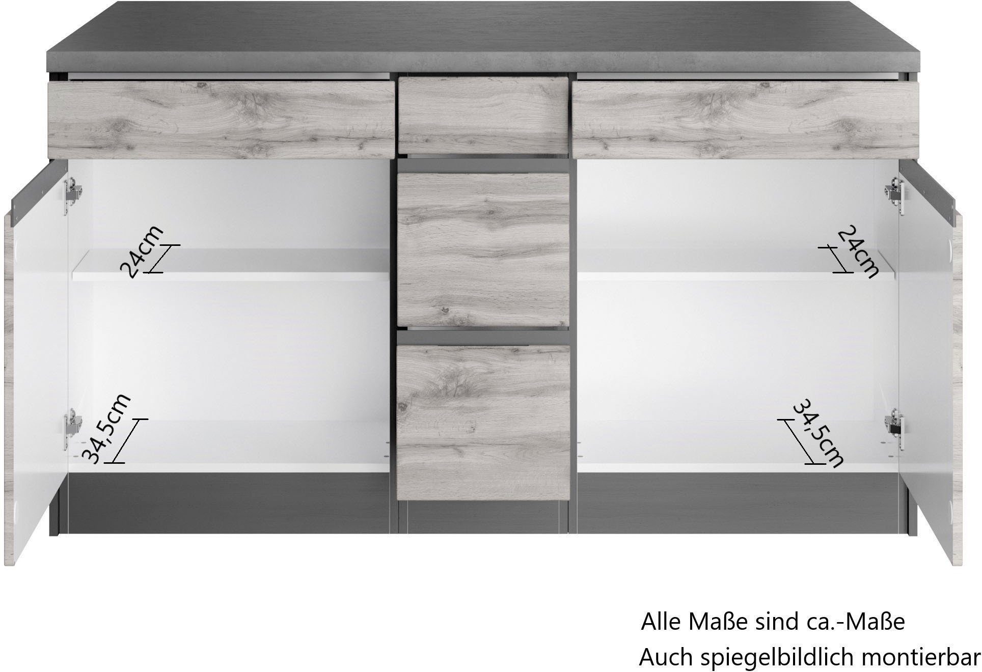 HELD MÖBEL Küche Riesa, Stellbreite 340x150 cm, wahlweise mit oder ohne E-Geräte
