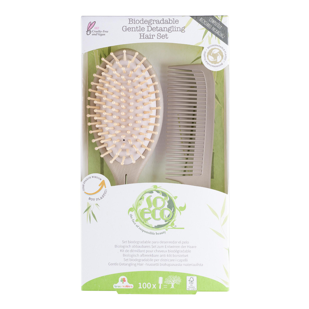so eco Set de coiffure Brosse et Peigne Naturels Set de Coiffure