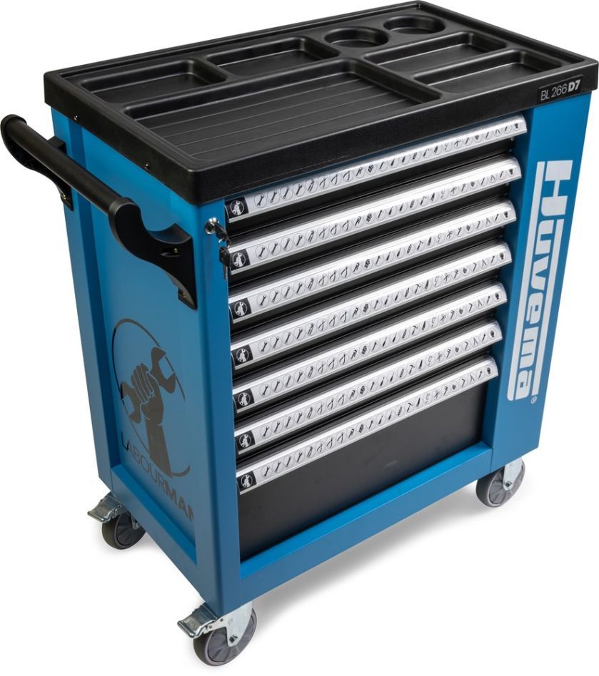 Huvema 34061 Werkzeugwagen mit 7 Schubladen – 266 Teile