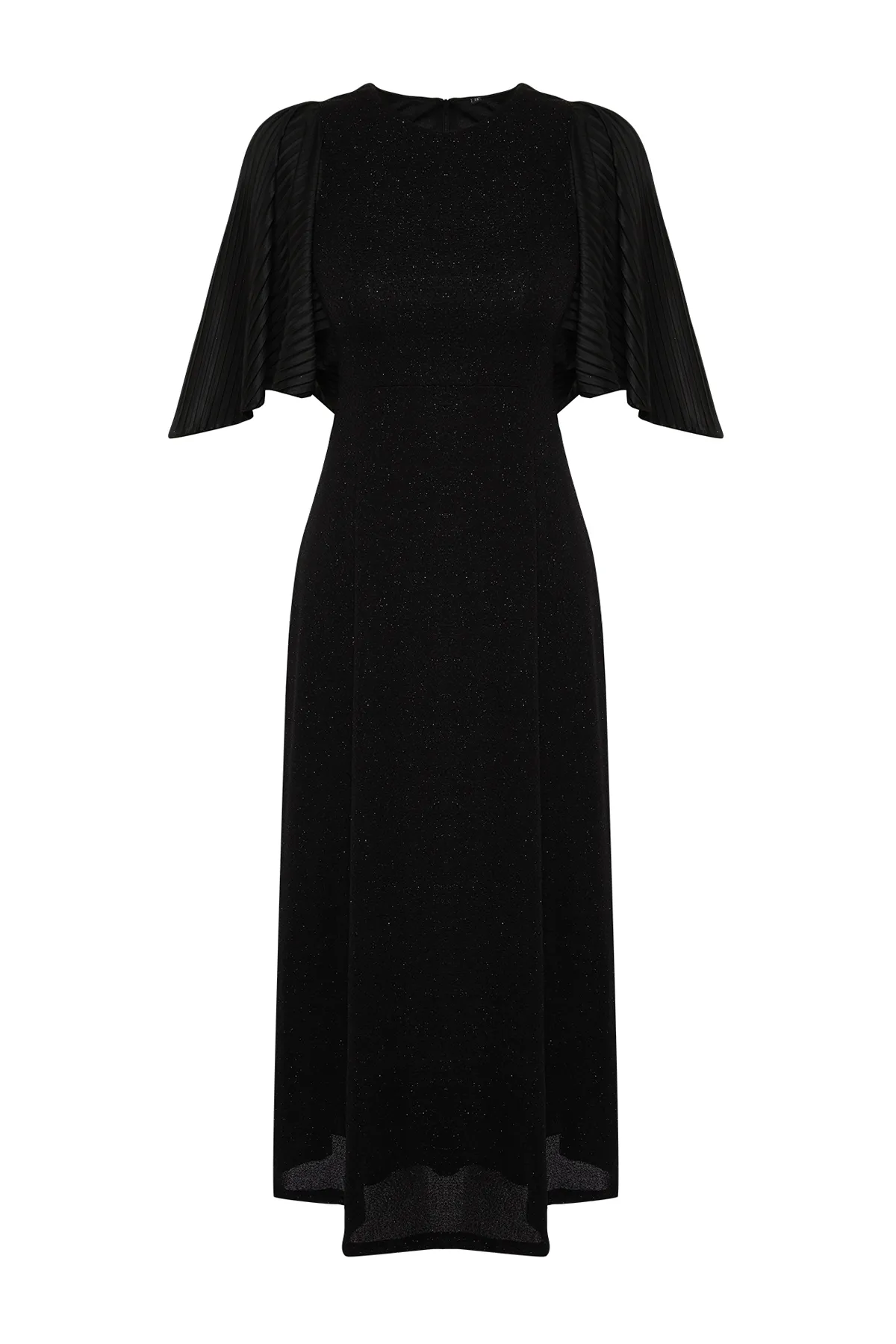 Trendyol Modest  Schwarzes, glitzerndes, elegantes Abendkleid mit Fledermausärmeln TCTSS24DB00042