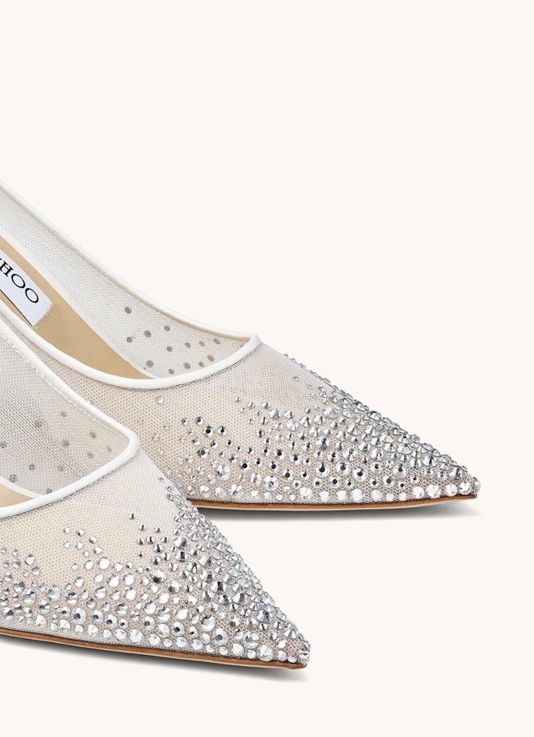 Jimmy Choo Love 85 -korkokengät strasseilla ja verkkokoristeilla