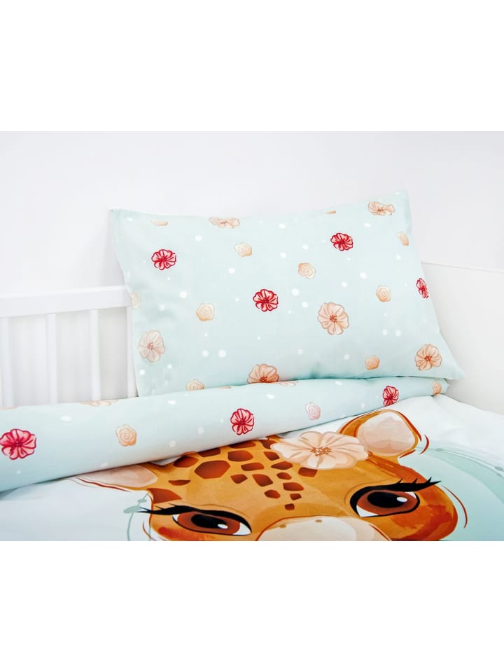 Herding 2 tlg. Flanell Bettwäsche 100x135cm Giraffe in Bunt günstig kaufen 100x135 cm